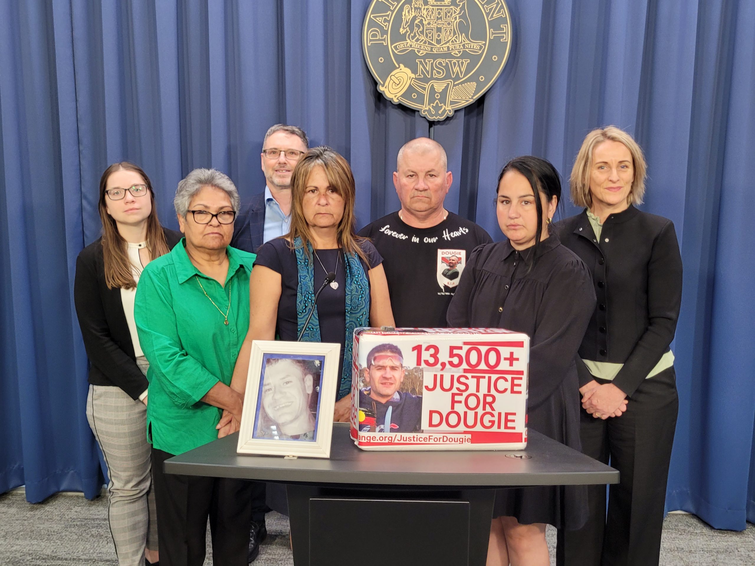 The family of Rick Dougie Hampson present their petition to NSW Parliament