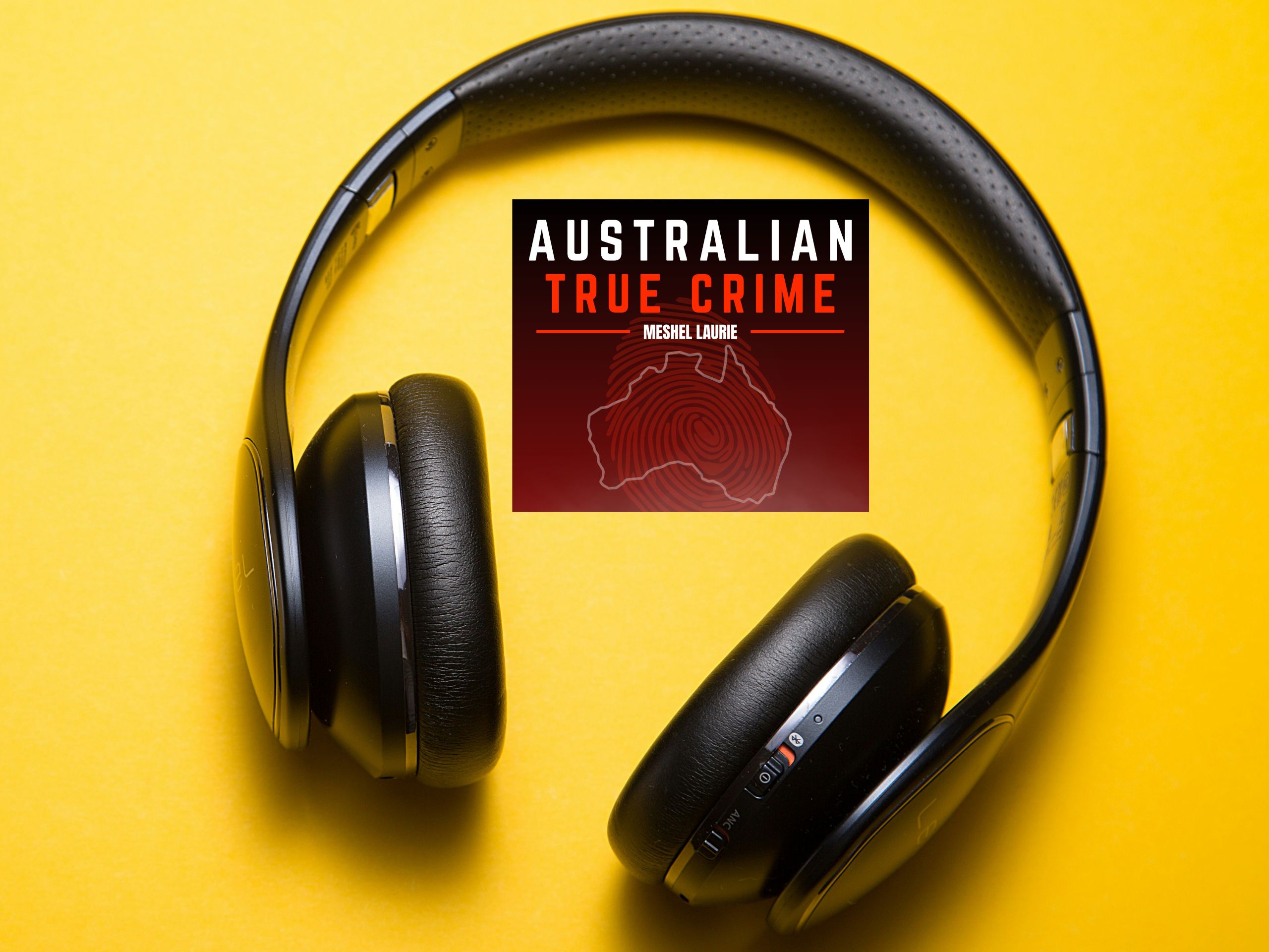 Headphones outside logo of Australian True Crime podcast logo